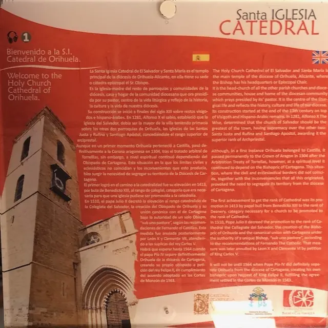 Panel 1. Bienvenida e historia de la catedral de Orihuela